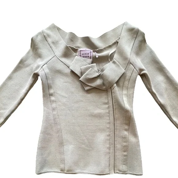 Herve Leger Woman’s Grey 2-Piece Long Sleeve Bandage Dress Size XS/S - Picture 5 of 12